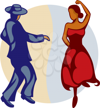 Royalty Free Clipart Image of Flamenco Dancers