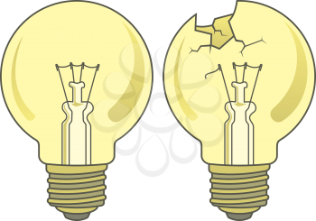 Royalty Free Clipart Image of Two Lightbulbs