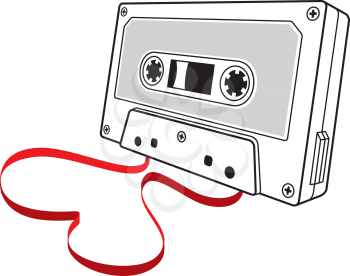 Royalty Free Clipart Image of an Audio Cassette With the Tape Forming a Heart