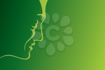 Royalty Free Clipart Image of a Profile of a Man on a Green Background