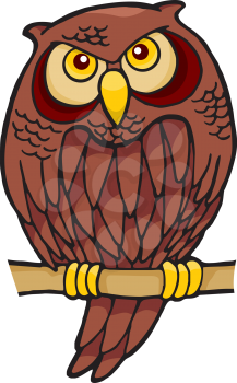 Royalty Free Clipart Image of an Owl Sitting on a Branch