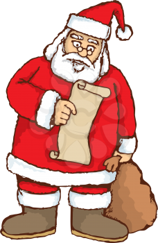 Royalty Free Clipart Image of Santa Reading a List