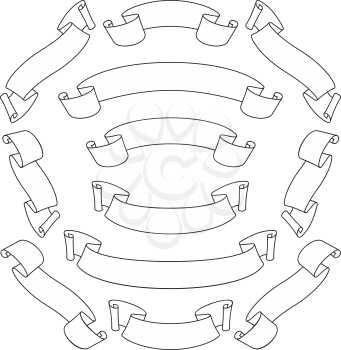Royalty Free Clipart Image of a Set of Blank Scrolls