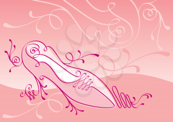 Royalty Free Clipart Image of a Woman's Shoe on a Pink Background