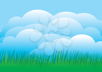 Royalty Free Clipart Image of a Blue Sky and Green Grass