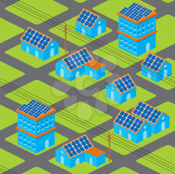 Royalty Free Clipart Image of City on a Green Grid