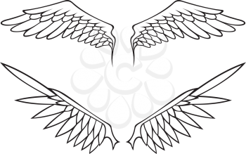 Royalty Free Clipart Image of Two Pairs of Wings