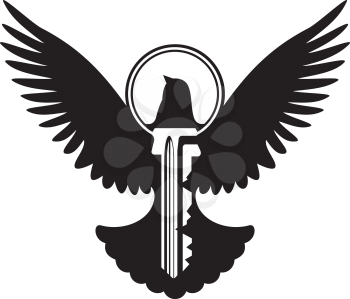 Royalty Free Clipart Image of a Dove With a Key