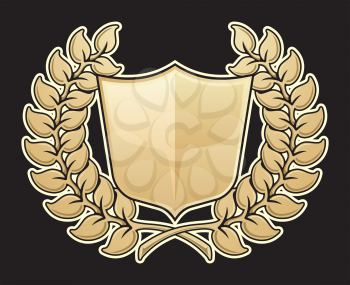 Royalty Free Clipart Image of a Wreath and Shield