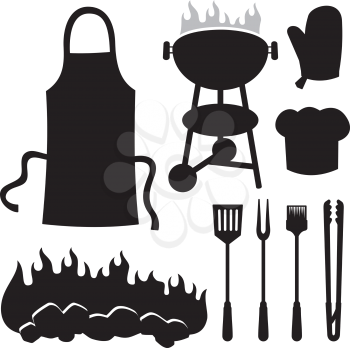 Royalty Free Clipart Image of Barbecue Element Silhouettes