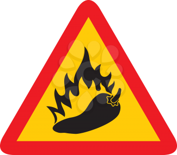 Royalty Free Clipart Image of a Warning Sign for a Hot Chili