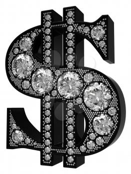 Royalty Free Clipart Image of a 3D Silver Dollar Symbol
