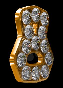 Royalty Free Clipart Image of a Golden Number Eight Incrusted With Diamonds