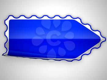 Royalty Free Clipart Image of a Bent Blue Sticker