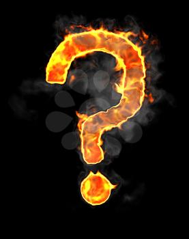 Royalty Free Clipart Image of a Flaming Question Mark