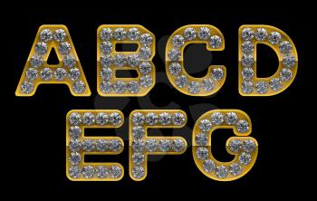 Royalty Free Clipart Image of Golden Letters Incrusted With Diamonds