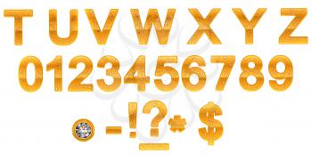 Royalty Free Clipart Image of Golden Font and Numerals