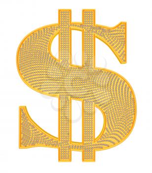 Royalty Free Clipart Image of a Golden Dollar Sign