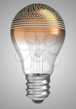 Royalty Free Clipart Image of a Lightbulb Incrusted With Diamonds
