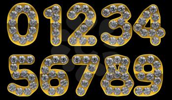 Royalty Free Clipart Image of a Golden Numbers Incrusted With Diamonds