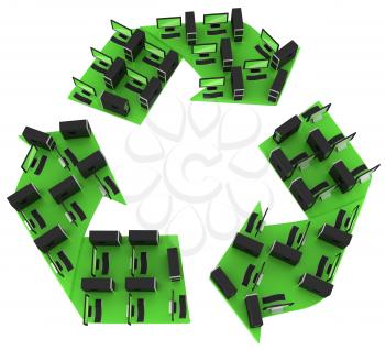 Royalty Free Clipart Image of Computers Forming the Recycling Symbol