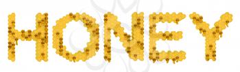 Royalty Free Clipart Image of Honey Spelled Out in Honeycombs 