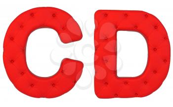 Royalty Free Clipart Image of Red Leather Font of C and D