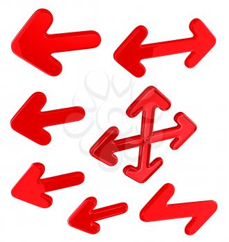 Royalty Free Clipart Image of a Set of Red Arrows