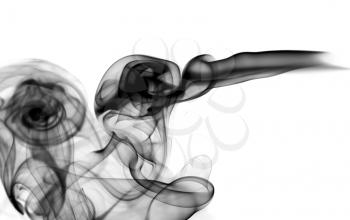 Abstract black smoke shape over the white background