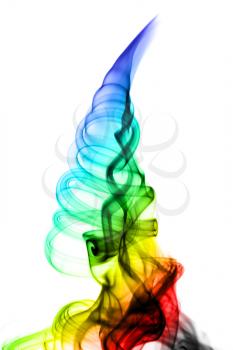 Abstract colored fume swirl over the white background
