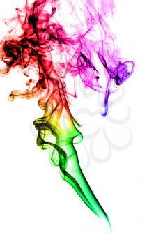 Abstract colorful Smoke shape over white background