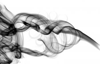 Abstract puff of black smoke over the white background