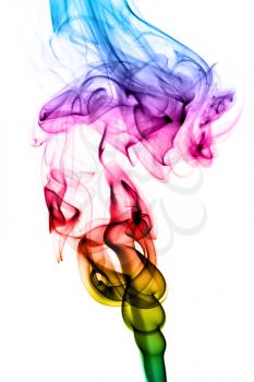 Abstract puff of colorful smoke over the white background