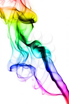 Abstract puff of colorful smoke over the white background