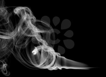 Abstract white fume shape over the black background