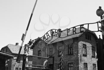 Arbeit macht frei - symbol of Auschwitz concentration camp in Poland