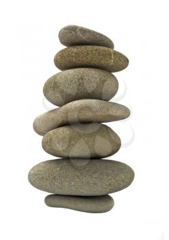 Balanced stone tower or stack isolated over white background
