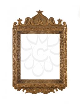 Beautiful wooden Frame for picture useful as icon case over white