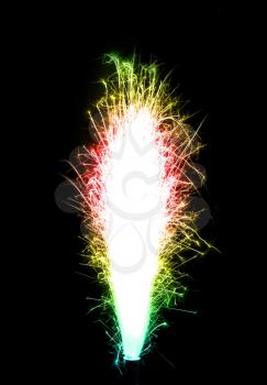 Birthday fireworks colored with gradient over black