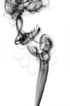 Black Abstract fume swirls over the white background