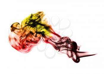 Bright colored fume curves on the white background