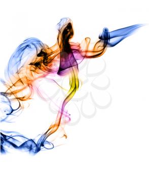 Bright colorful fume abstract figures on the white