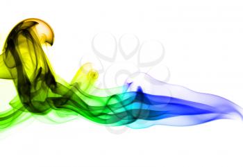Bright colorful fume abstract shapes over white background