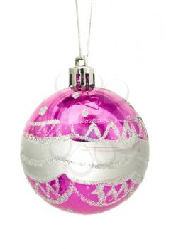 Christmas single pink decoration ball over white