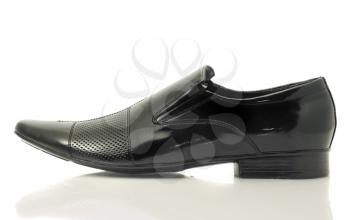 Classic Men's patent-leather shoe isolated over white background