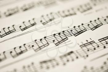 Classical music - notes on vintage sheet (shallow DOF)