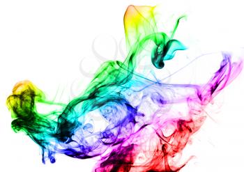 Colored with gradient abstract fume shape over white background