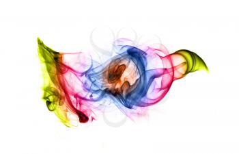 Bright colorful fume abstract shapes over white background