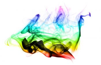 Colorful Abstract smoke shapes over the white background
