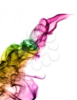 Colorful Smoke abstract waves over the white background
